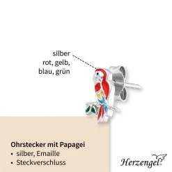 Engelsrufer Kinderohrringe Silber Rotem Papagei -Engelsrufer Kette Verkäufe hee parrot4