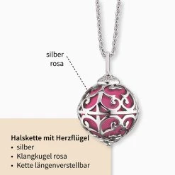 Engelsrufer Kinderkette Mädchen Silber Mit Rosa Klangkugel -Engelsrufer Kette Verkäufe hen angel 132