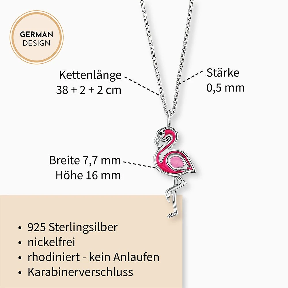 Engelsrufer Mädchen-Kinderkette Silber mit rosa Flamingo Anhänger Engelsrufer Mädchen-Kinderkette Silber Mit Rosa Flamingo Anhänger -Engelsrufer Kette Verkäufe hen flamingo3