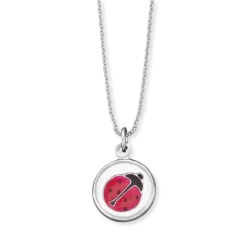 Engelsrufer Mädchen-Kinderkette Silber Mit Marienkäfer Anhänger Aus Glas