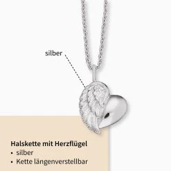 Engelsrufer Kinderkette Mädchen Silber Mit Herzflügel Symbol -Engelsrufer Kette Verkäufe hen heartwing2