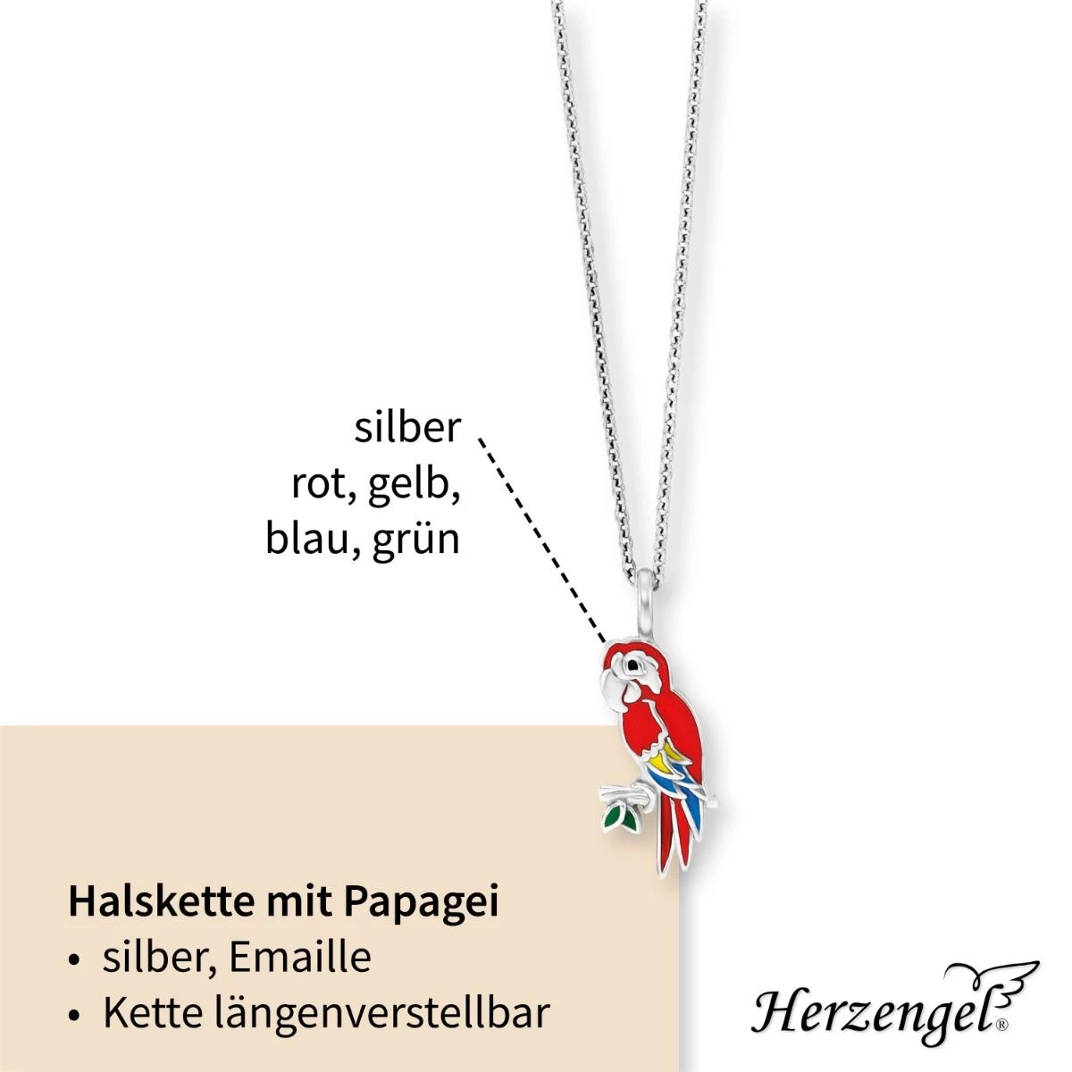 Engelsrufer Kinderkette Mädchen Silber mit rotem Papagei Engelsrufer Kinderkette Mädchen Silber Mit Rotem Papagei -Engelsrufer Kette Verkäufe hen parrot4