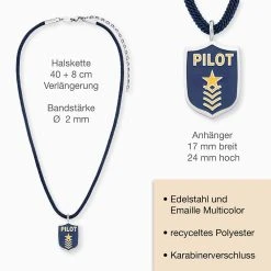 Engelsrufer Kinderkette Jungen Edelstahl Mit Emaille Pilot -Engelsrufer Kette Verkäufe hen pilot 3