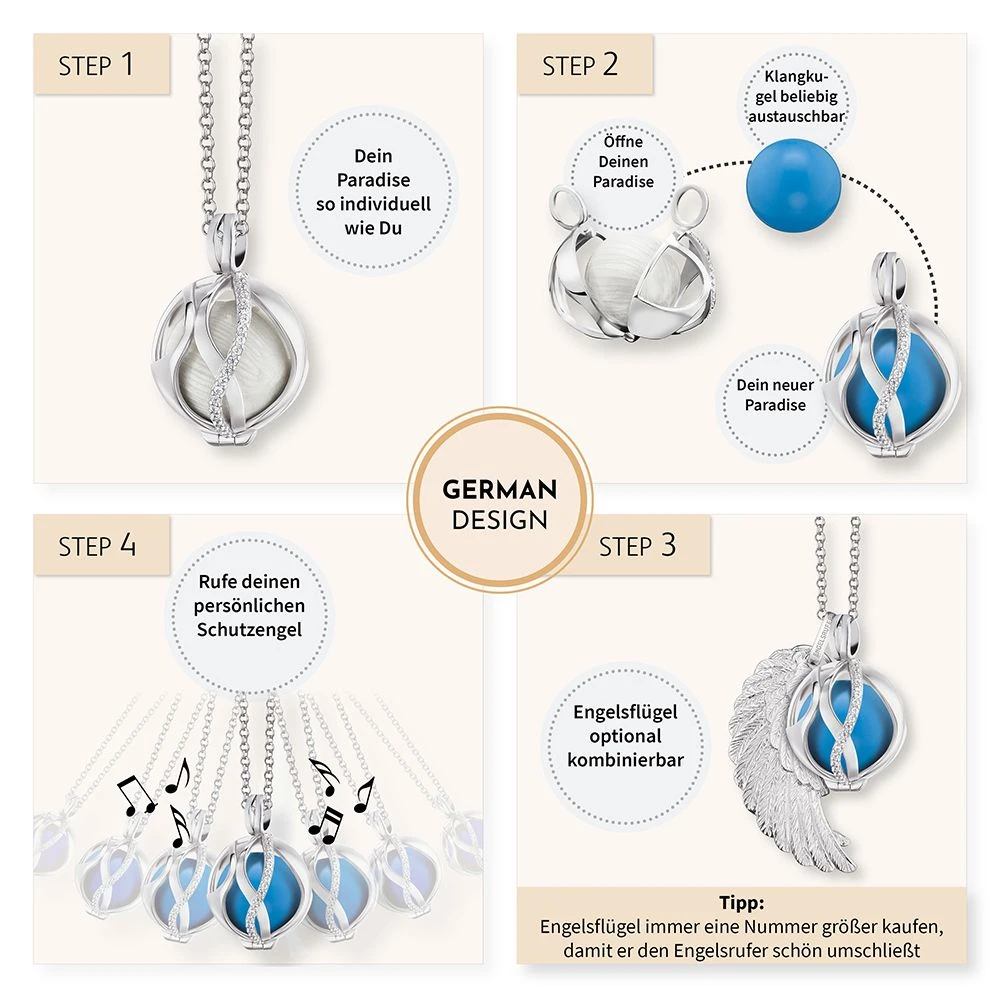 Engelsrufer Anhänger Paradise dreifarbig mit Klangkugel weiß und Zirkoniasteinen in verschiedenen Größen Engelsrufer Anhänger Paradise Dreifarbig Mit Klangkugel Weiß Und Zirkoniasteinen In Verschiedenen Größen -Engelsrufer Kette Verkäufe paradise gr en